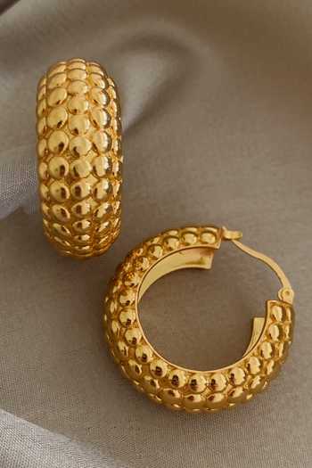Buy_Radhika Agrawal Jewels_Gold Plated Cercles Embossed Hoops_Online_at_Aza_Fashions