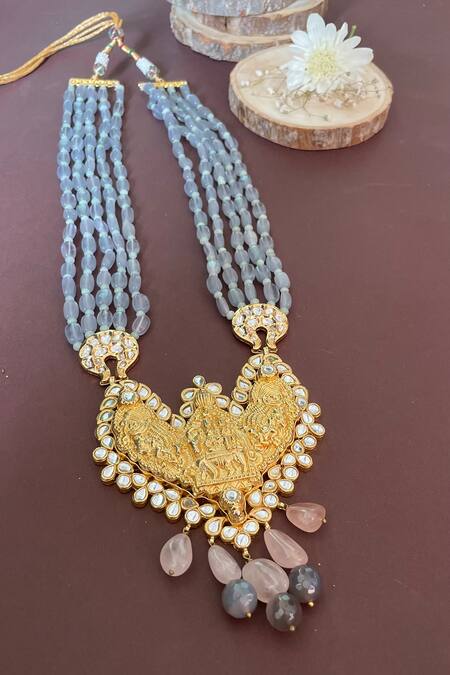 Nayaab By Sonia Gold Plated Carved Temple Pendant Necklace Online at Aza Fashions Nayaab By Sonia_Gold Plated Carved Temple Pendant Necklace _Online_at_Aza_Fashions