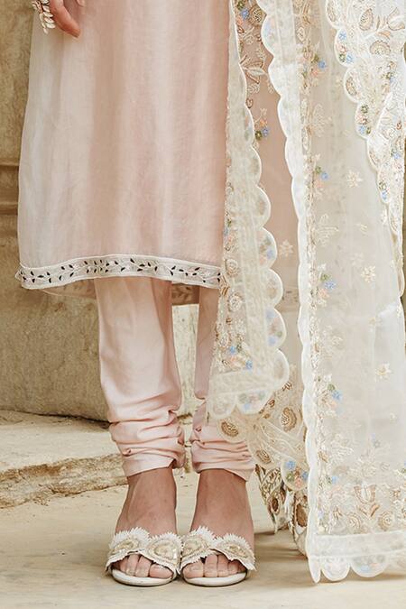 Shop Rahul Mishra White Churidar Cotton Inner Viscose Dupatta And Kurta Silk Organza Set Online at Aza Fashions Shop_Rahul Mishra_White Churidar Cotton Inner Viscose Dupatta And Kurta Silk Organza Set _Online_at_Aza_Fashions