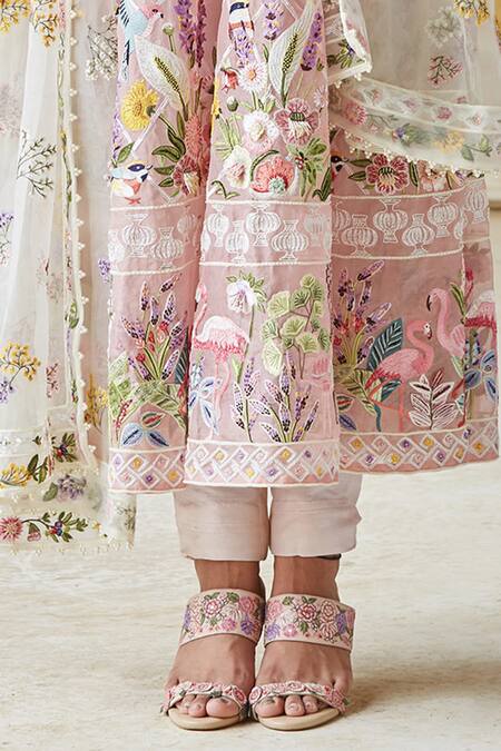 Shop Rahul Mishra Pink And Dupatta Silk Organza Pant Raw Silk Lining Viscose Set Online at Aza Fashions Shop_Rahul Mishra_Pink And Dupatta Silk Organza Pant Raw Silk Lining Viscose Set _Online_at_Aza_Fashions