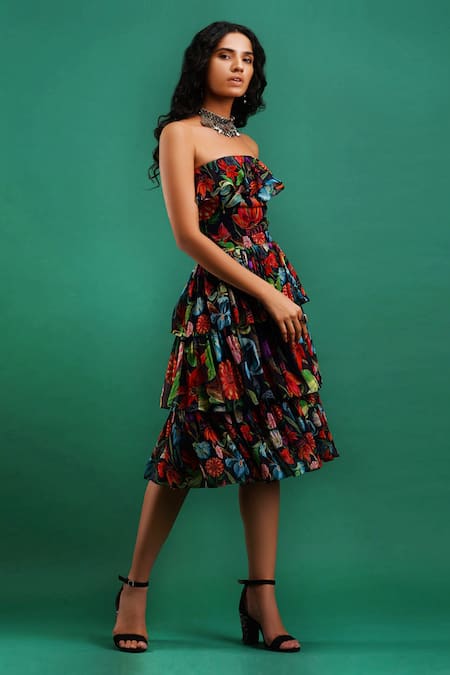 Nidhi Yasha_Multi Color Viscose Printed Dress _Online_at_Aza_Fashions