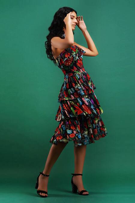 Buy_Nidhi Yasha_Multi Color Viscose Printed Dress _Online_at_Aza_Fashions