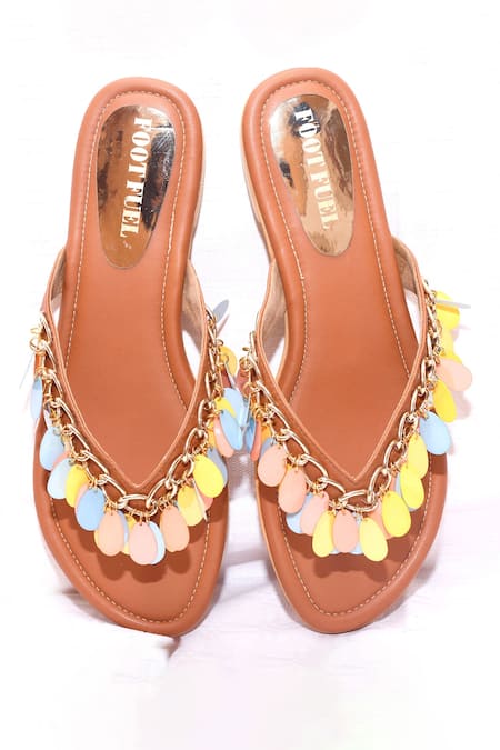 Foot Fuel Rainbow Charm Embellished Flats 