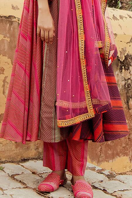 Swati Vijaivargie_Multi Color Chanderi Silk Kurta Set_at_Aza_Fashions