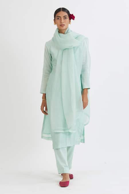 Peeli Dori Green Kurta Chanderi Embroidery Round Straight Set