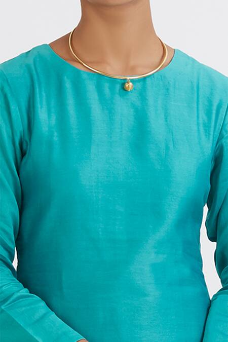 Peeli Dori Blue Dupatta Silk Organza, Kurta Chanderi, Pant Cotton Satin Straight Set at Aza Fashions Peeli Dori_Blue Dupatta Silk Organza, Kurta Chanderi, Pant Cotton Satin Straight Set_at_Aza_Fashions