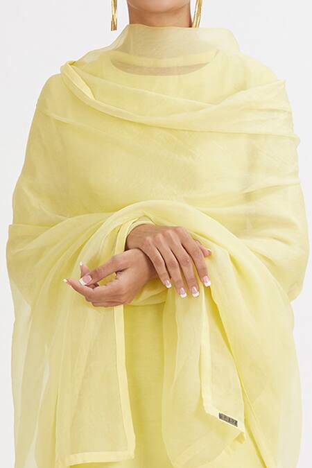 Shop Peeli Dori Yellow Kurta Chanderi Embroidery Round Straight Set Online at Aza Fashions Shop_Peeli Dori_Yellow Kurta Chanderi Embroidery Round Straight Set _Online_at_Aza_Fashions