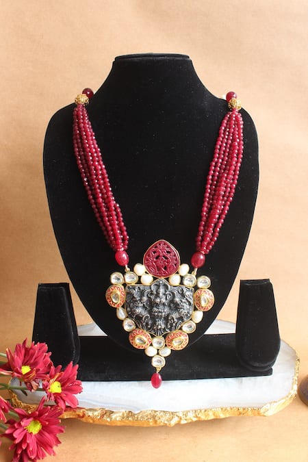 Black Bead Necklaces Women | Red Black Beads Necklace | Black Necklace Red  Gem - Red - Aliexpress