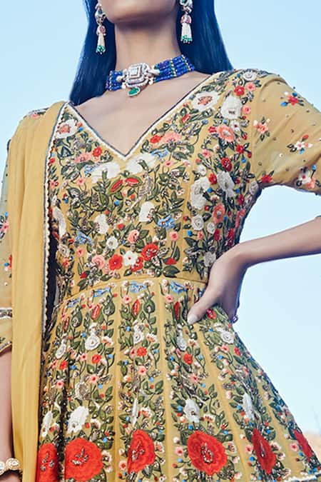 Buy Sahil Kochhar Yellow Tunic Silk Organza Pants Cotton Linen Dupatta Chiffon V Ranjabi Set Online at Aza Fashions Buy_Sahil Kochhar_Yellow Tunic Silk Organza Pants Cotton Linen Dupatta Chiffon V Ranjabi Set _Online_at_Aza_Fashions