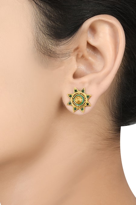 Buy Tribe Amrapali Gold Plated Stone Circular Studs Online at Aza Fashions Buy_Tribe Amrapali_Gold Plated Stone Circular Studs _Online_at_Aza_Fashions