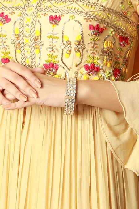 Shop_Riana Jewellery_Gold Plated Stones Geometric Bangle - Single Pc _Online_at_Aza_Fashions