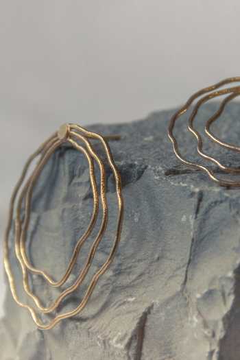 Nirjara_Gold Plated Floral Motif Wired Hoop Earrings _at_Aza_Fashions