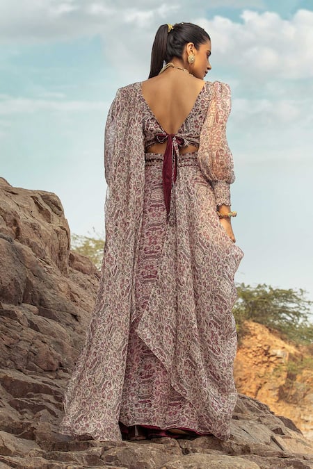 Ridhima Bhasin Printed Pre-Draped Saree with Blouse 