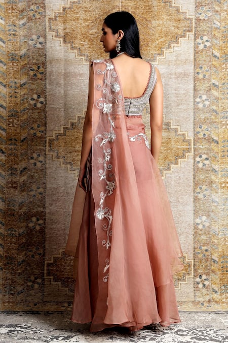 Ridhima Bhasin Embroidered Organza Sharara Saree Set 