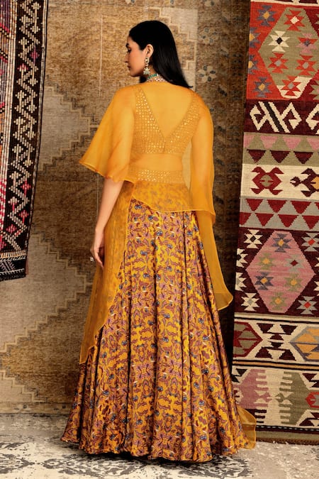 Ridhima Bhasin Satin Printed Bridal Lehenga Set 