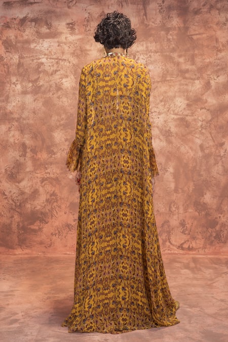 Shop Ridhima Bhasin Yellow Georgette Open Abstract Print Jacket And Sharara Set at Aza Fashions Shop_Ridhima Bhasin_Yellow Georgette Open Abstract Print Jacket And Sharara Set _at_Aza_Fashions