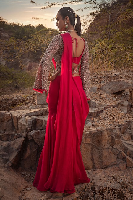 Ridhima Bhasin Organza Sharara Saree with Blouse 