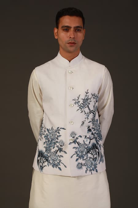 Rohit Bal Linen Floral Print Bundi 