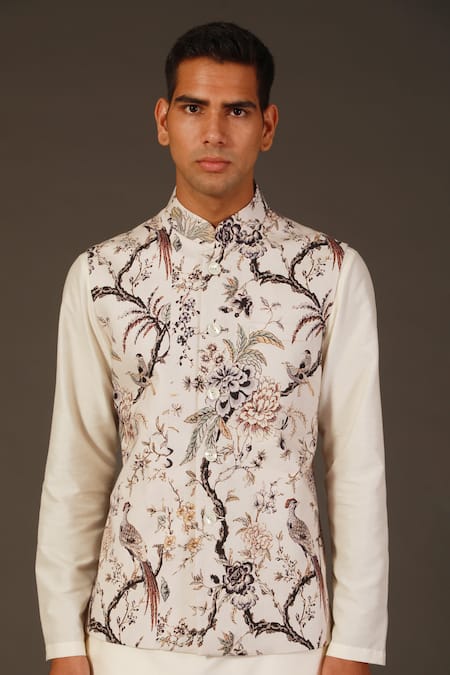 Rohit Bal Linen Bird Print Bundi 