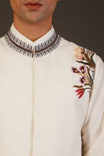 Rohit Bal_White Matka , Lining Floral Bundi _Online_at_Aza_Fashions