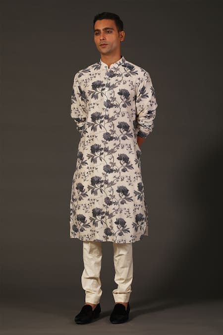 Rohit Bal Chanderi Floral Print Kurta Set 