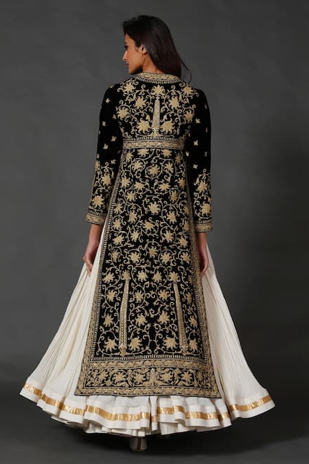 Rohit Bal Silk Velvet Embroidered Anarkali Set