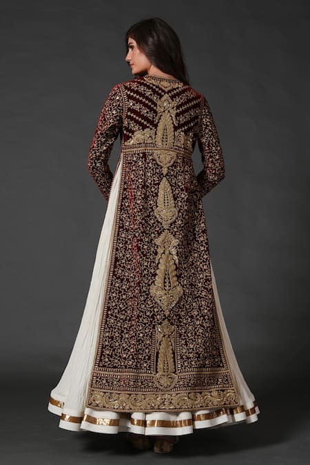 Rohit Bal Silk Velvet Embroidered Anarkali Set 