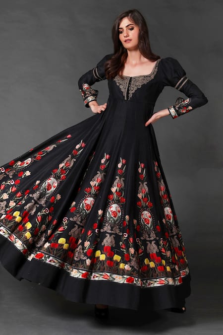 Rohit Bal Chanderi Floral Print Anarkali Set 