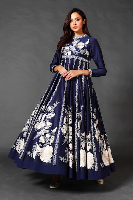 Rohit Bal Chanderi Silk Embroidered Anarkali Gown 