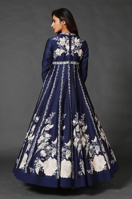 Rohit Bal Chanderi Silk Embroidered Anarkali Gown 