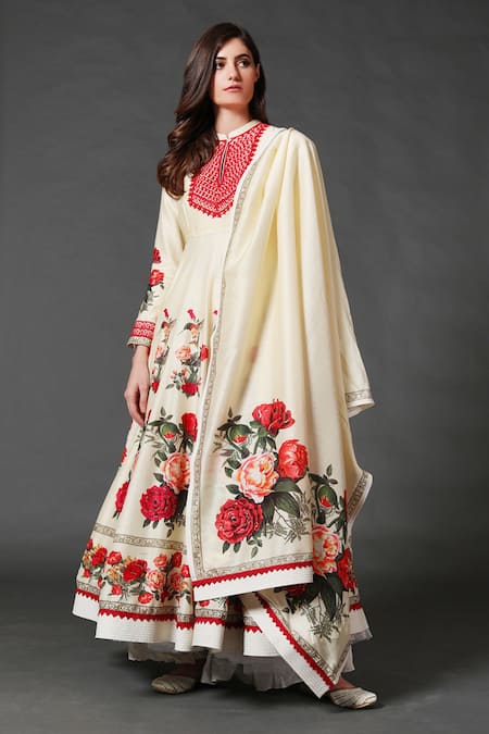 Rohit Bal Chanderi Floral Print Anarkali Set 