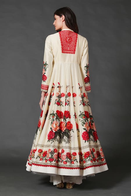 Rohit Bal Chanderi Floral Print Anarkali Set 