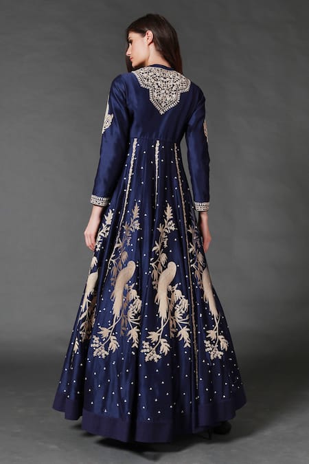 Rohit Bal Chanderi Silk Embroidered Anarkali Gown 