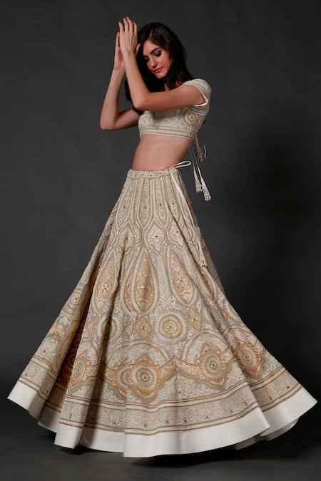 Rohit Bal Net Floral Embroidered Bridal Lehenga Set 