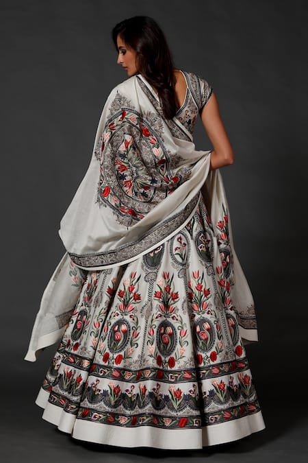 Rohit Bal Chanderi Silk Embroidered Bridal Lehenga Set 