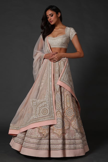 Rohit Bal Net Floral Embroidered Bridal Lehenga Set 