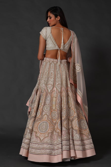 Rohit Bal Net Floral Embroidered Bridal Lehenga Set 