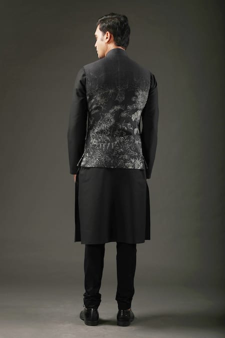 Rohit Bal Chanderi Silk Shibori Print Nehru Jacket 