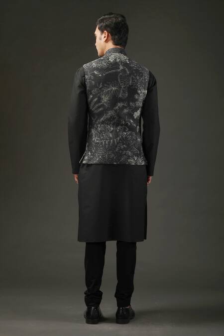 Rohit Bal Chanderi Silk Shibori Print Nehru Jacket 