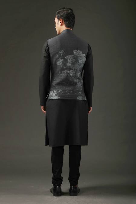 Rohit Bal Chanderi Silk Shibori Print Nehru Jacket 
