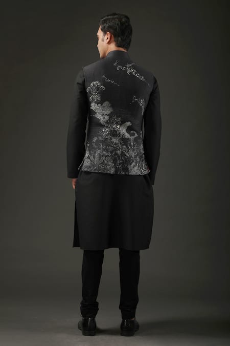 Rohit Bal Chanderi Silk Shibori Print Nehru Jacket 