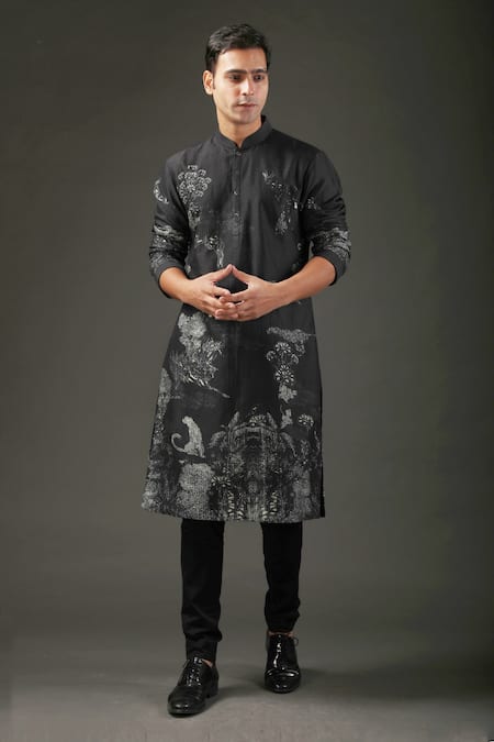 Rohit Bal Chanderi Silk Shibori Print Kurta Set 