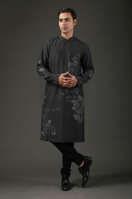 Rohit Bal Chanderi Silk Shibori Print Kurta Set 