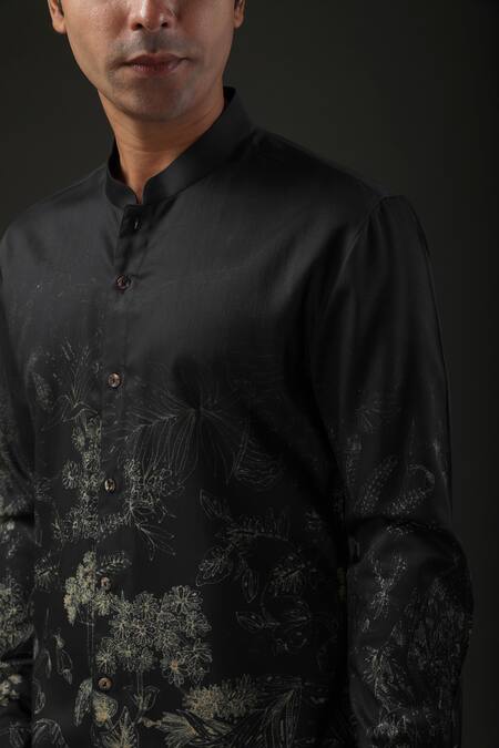 Rohit Bal Black Poplin Shibori Print Shirt Online at Aza Fashions Rohit Bal_Black Poplin Shibori Print Shirt _Online_at_Aza_Fashions