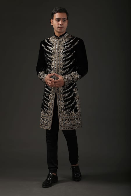 Rohit Bal Silk Velvet Embroidered Sherwani 