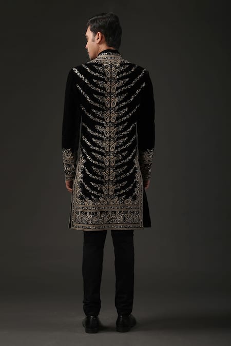 Rohit Bal Silk Velvet Embroidered Sherwani 