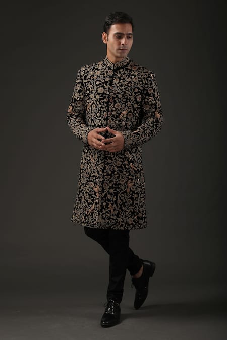 Rohit Bal Silk Velvet Embroidered Sherwani 