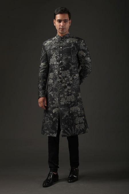 Rohit Bal Chanderi Silk Quilted Shibori Print Sherwani 