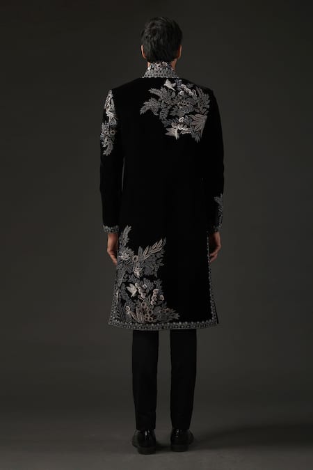 Rohit Bal Silk Velvet Embroidered Sherwani 