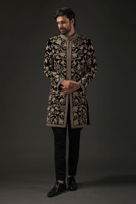 Rohit Bal Silk Velvet Embroidered Sherwani 